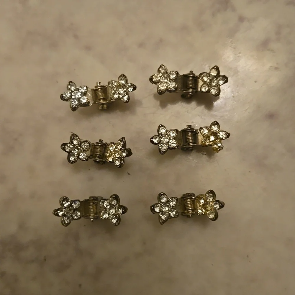 Mini Crystal Hair Accessories Sparkly Rhinestone Hair Claw Clips - Picture 4 of 5